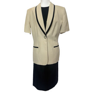 Vintage Womens Dressbarn Minimalist Midi Skirt‎ Blazer Set Size 14 Blouse Career